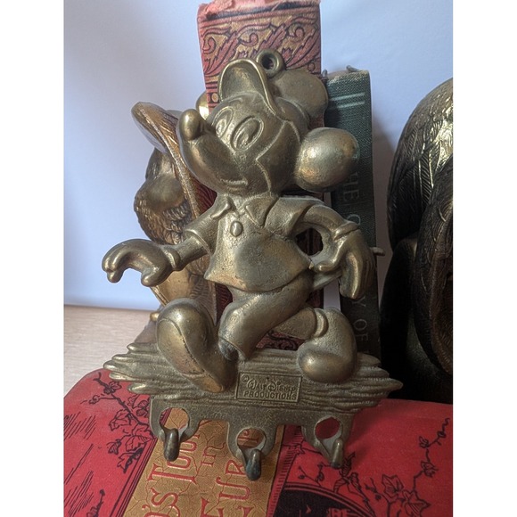 Disney Other - Vintage Walt Disney Productions Mickey Mouse Wall Hook Holder‎ Brass Metal Decor